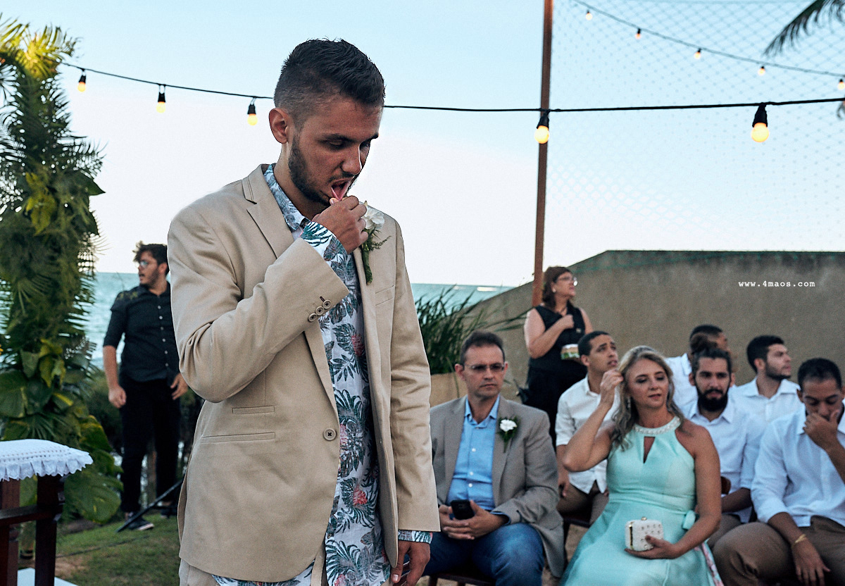 casamento na praia Búzios - RN por 4Mãos Fotografias, noivo nervoso