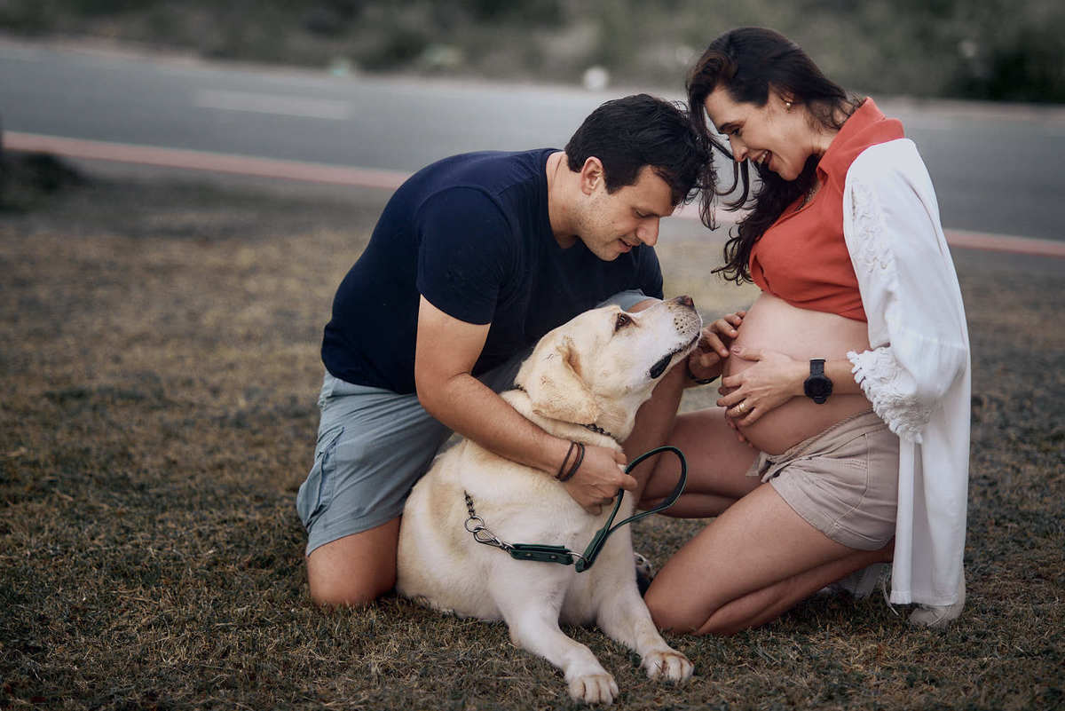 ensaio de gestante com cão