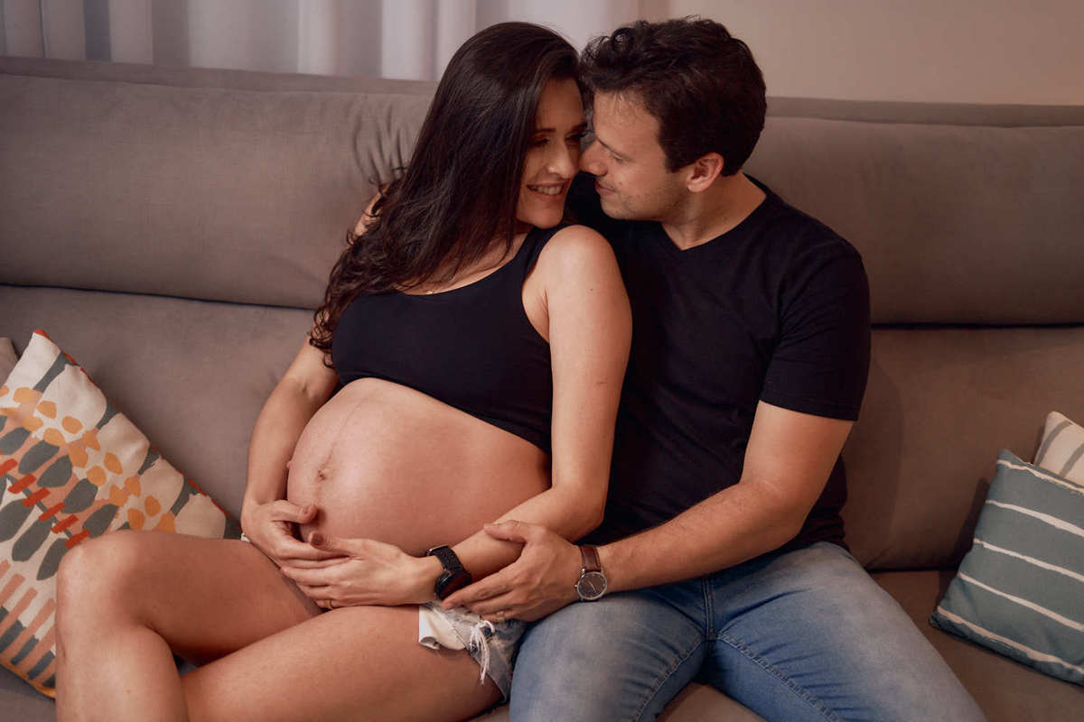 ensaio de gestante em casa