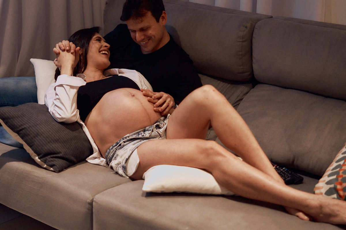 ensaio de gestante em casa