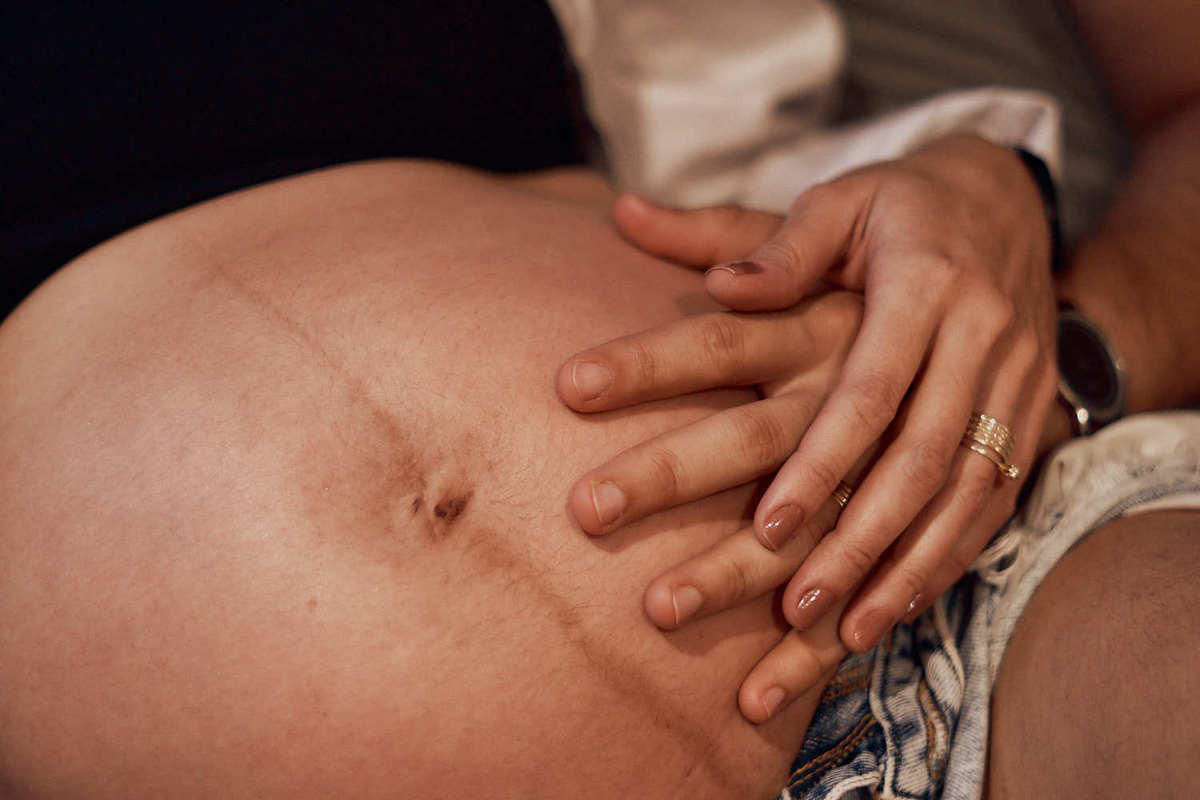 ensaio de gestante em casa