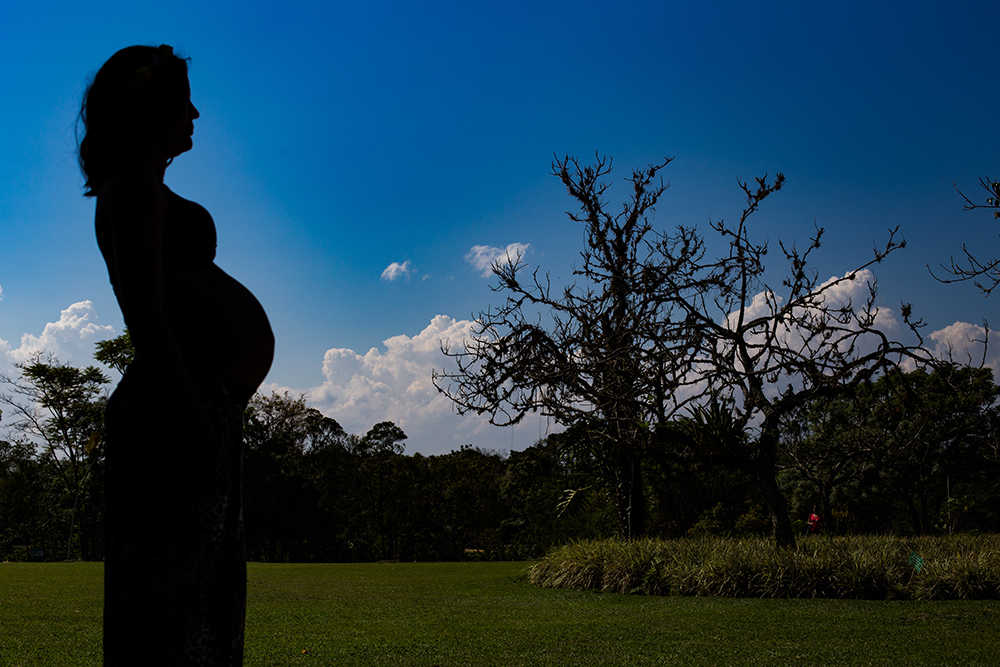 fotografia de gestante silhueta parque da cidade são José dos campos