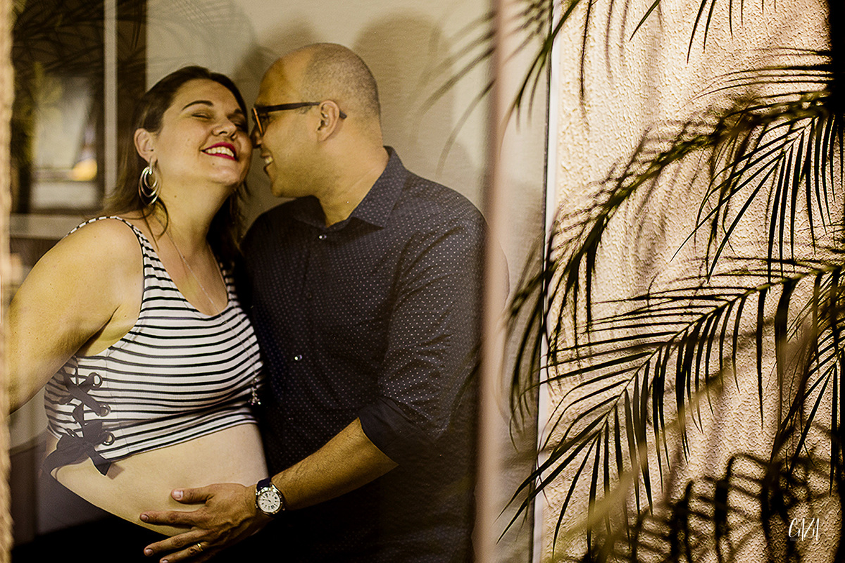 fotografia de gestante em casa