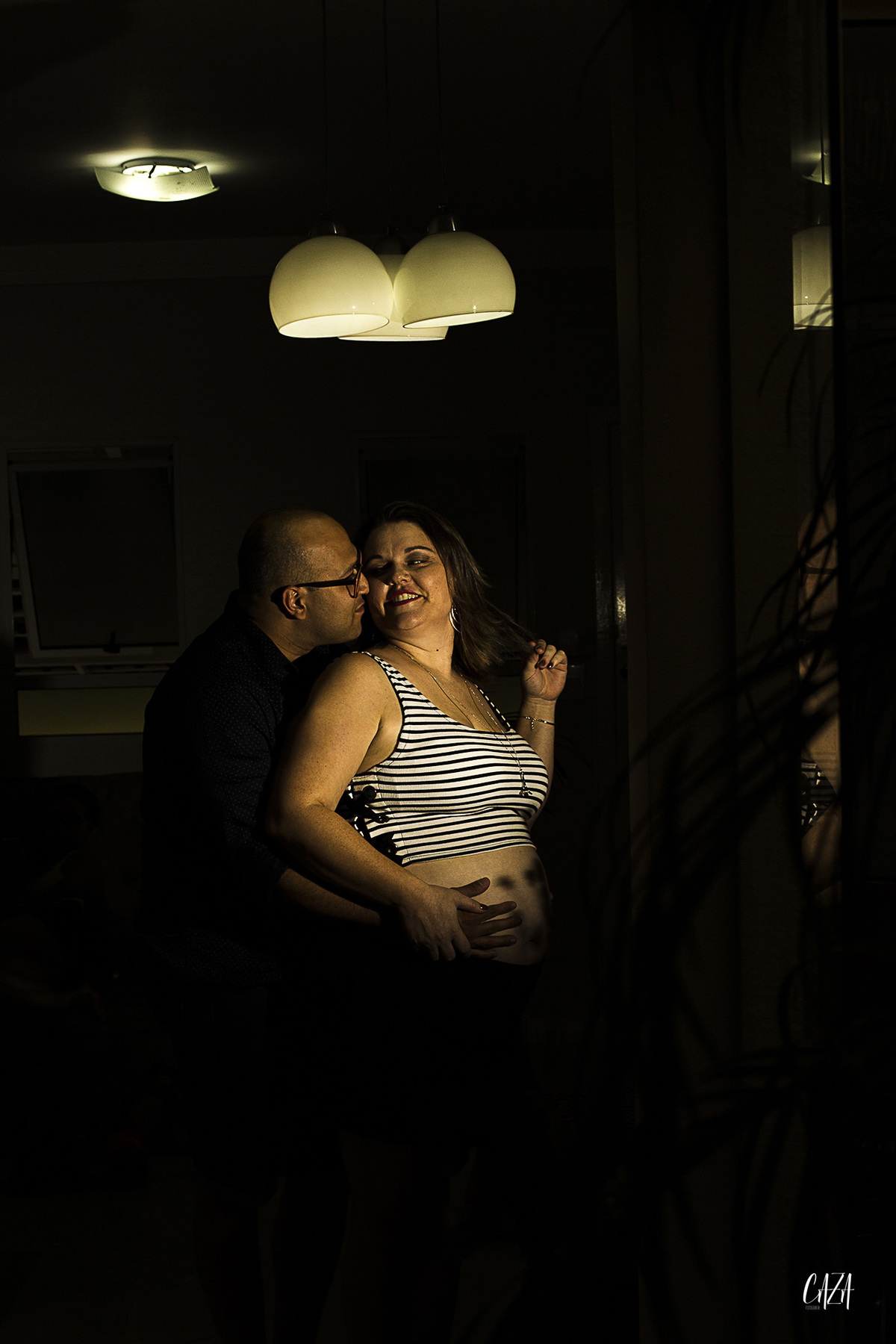 fotografia de gestante em casa