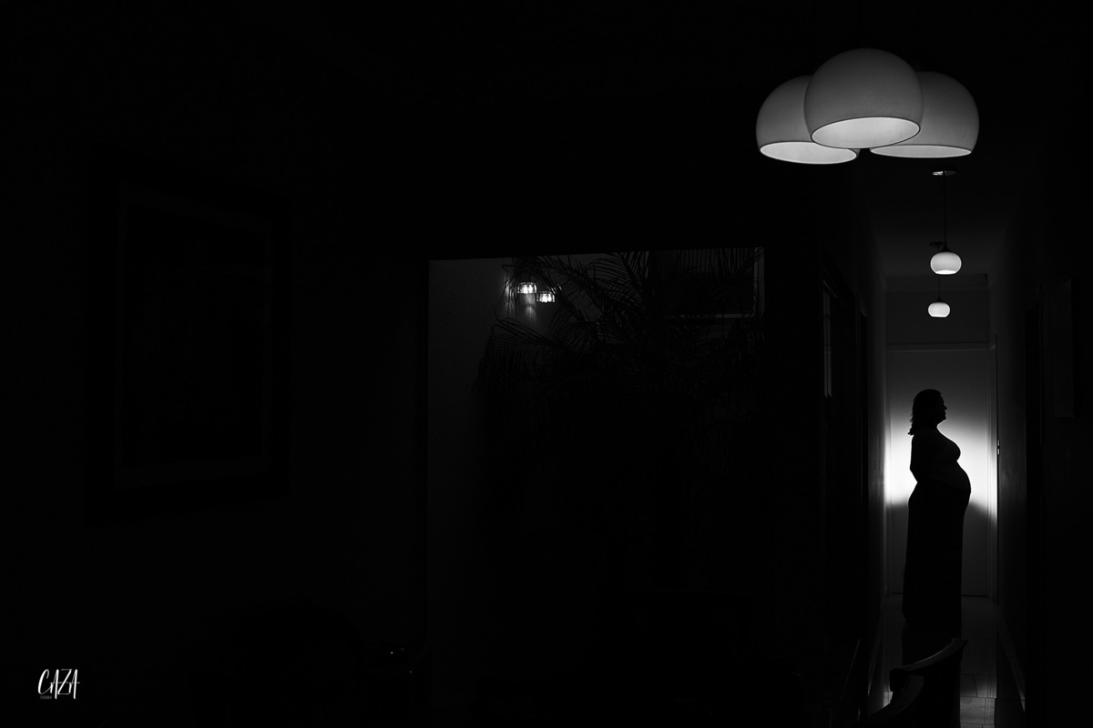 fotografia de gestante em casa