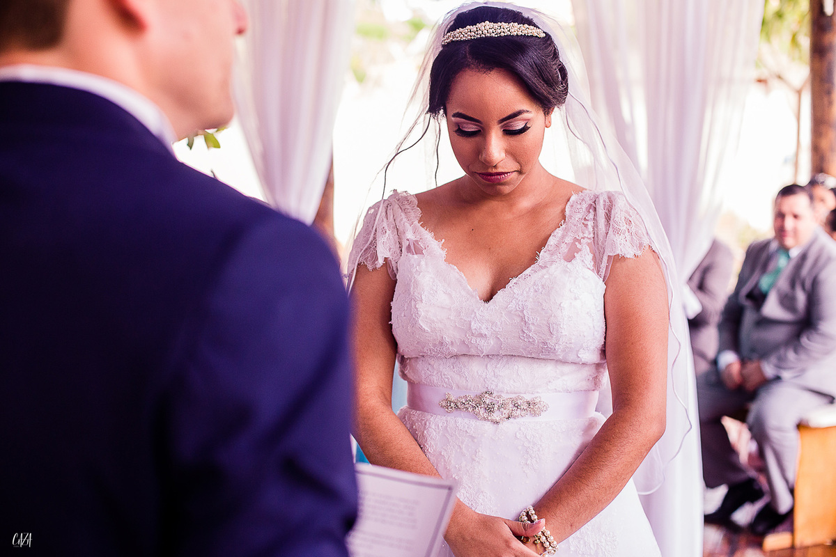 Fotografia de casamento cerimônia votos do noivo