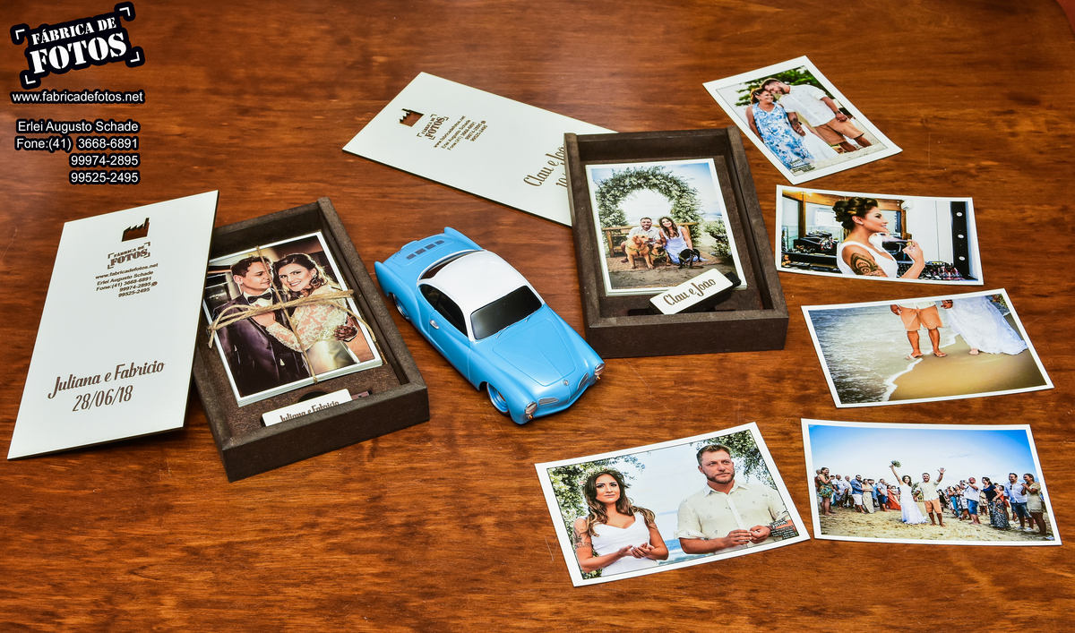 Estojo com pen drive personalizado de casamento.