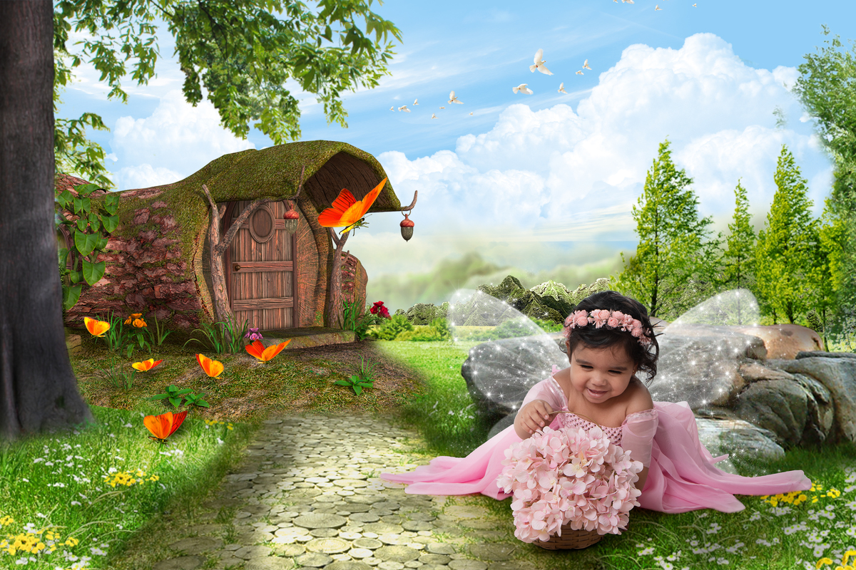 Ensaio temático jardim encantado cheio de charme e fofuras, as asas não podiam faltar. 