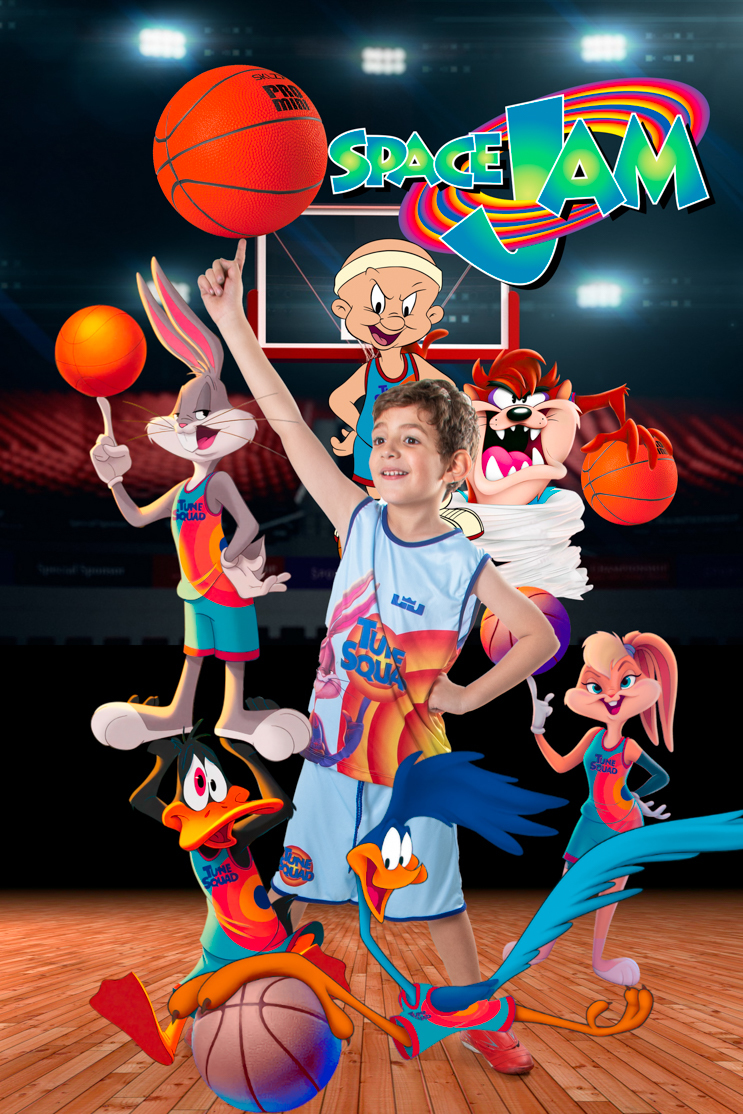 Space Jam, o Novo legado foi a inspiração para o ensaio fotográfico do Barnardo, com parna longa e toda a turma do Looney Tunes.