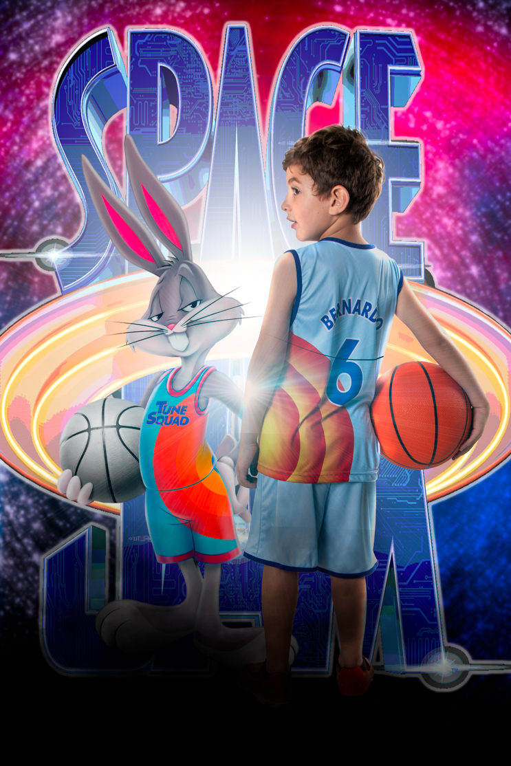 Space Jam, o Novo legado foi a inspiração para o ensaio fotográfico do Barnardo, com parna longa e toda a turma do Looney Tunes.