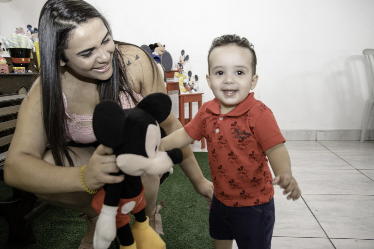 Festa de aniversario de um ano, com tema Mickey