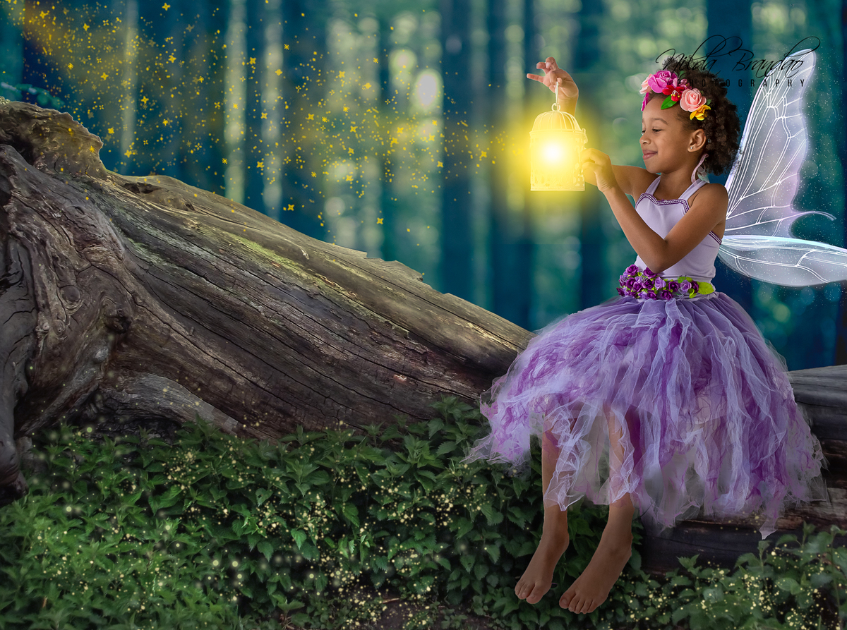 Ensaio fotográfico infantil lúdico, cheio de magia e encantamento, com fadas, princesas e faz de conta. 