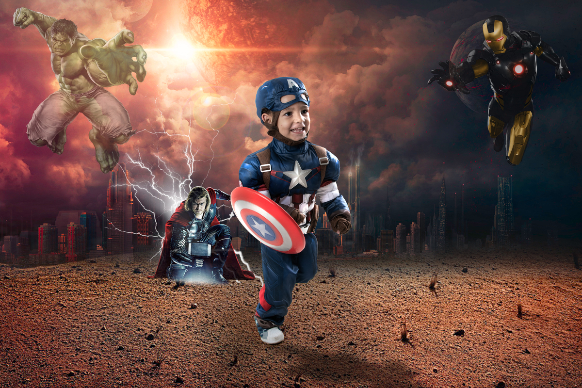 Ensaio infantil temático Capitão américa