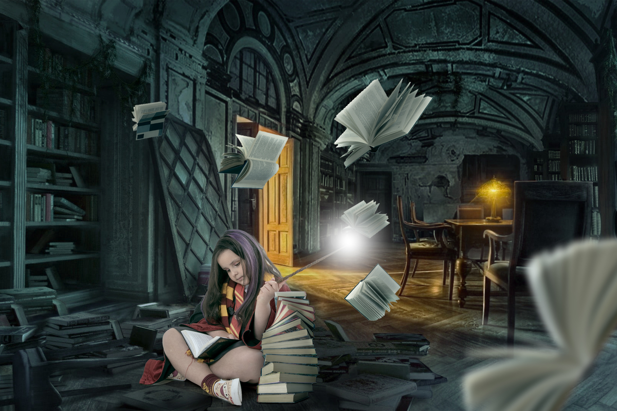 Ensaio fotográfico temático e lúdico com o tema Hermione, Harry Potter 