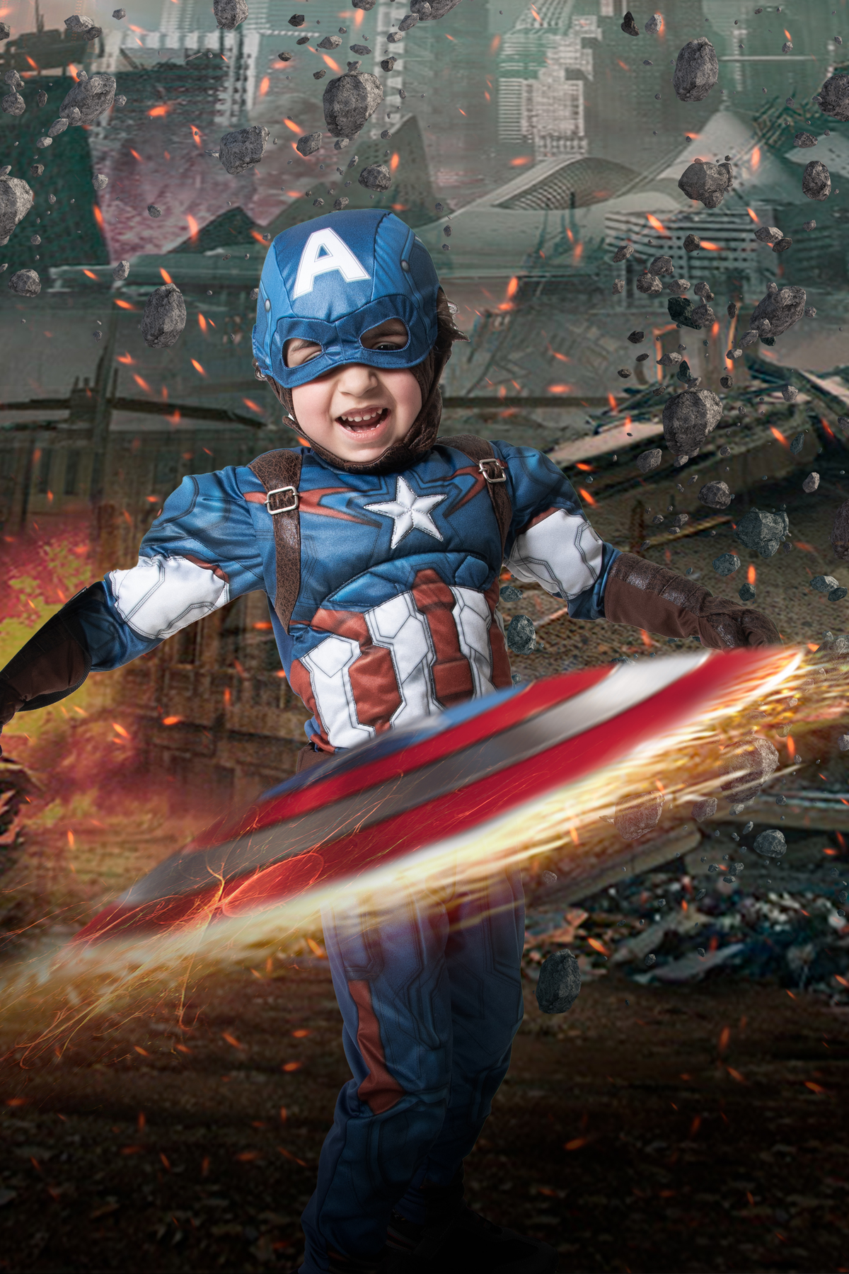 Ensaio infantil temático Capitão américa