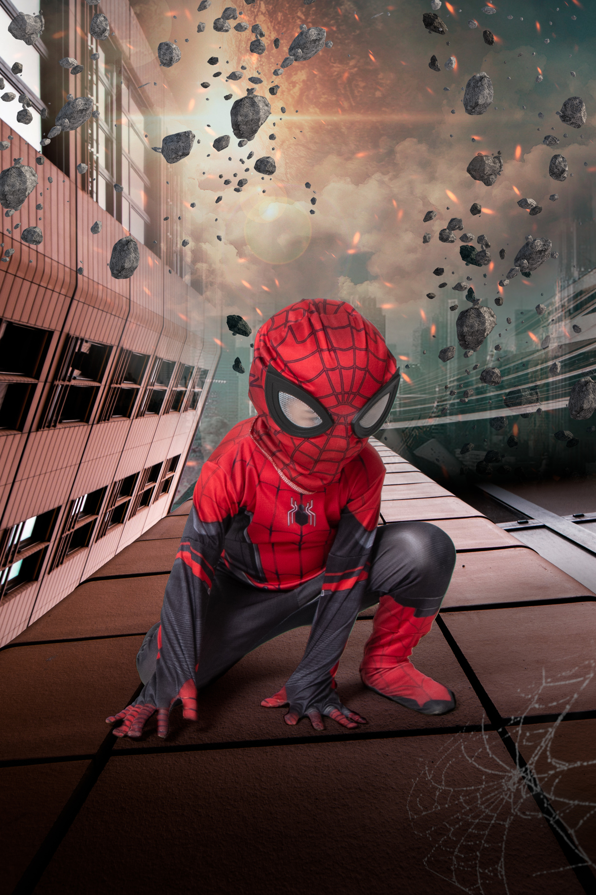 Ensaio infantil temático homem aranha 