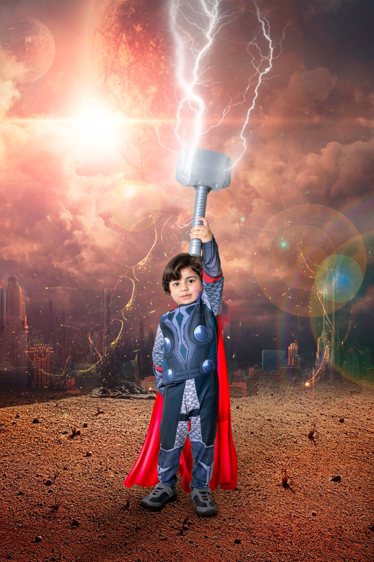 Ensaio infantil temático Thor, o deus do trovão