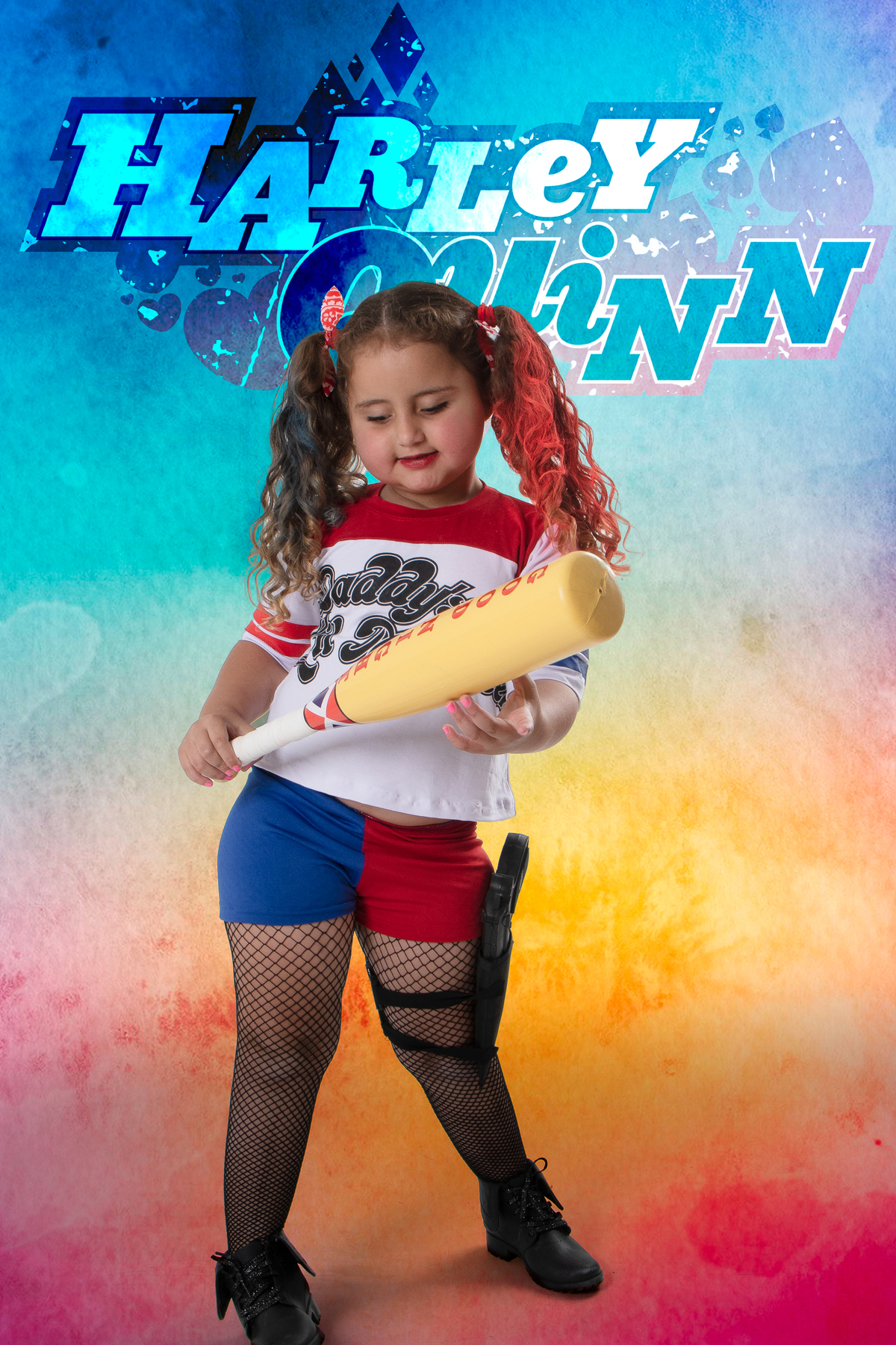 Ensaio fotográfico temático lúdico tema Arlequina