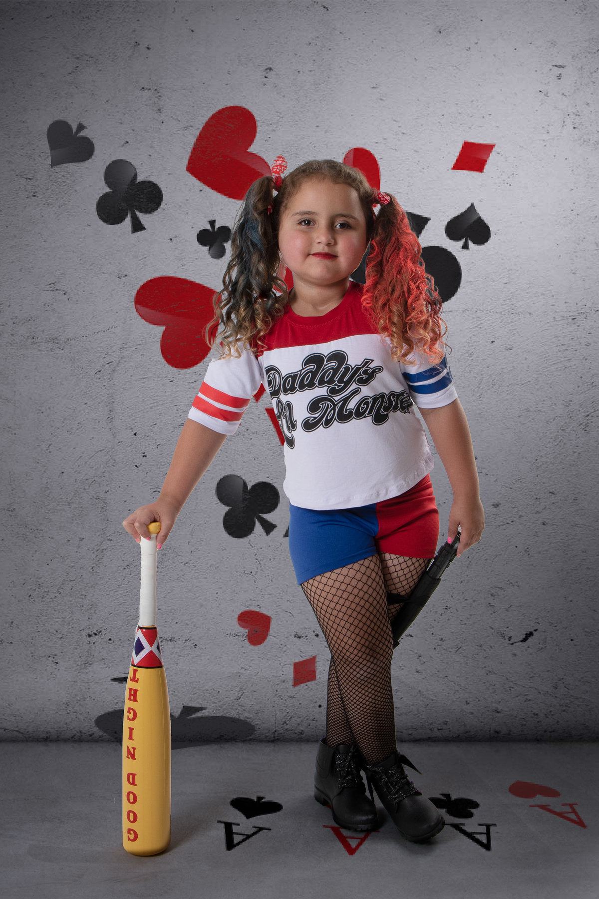 Ensaio fotográfico temático lúdico tema Arlequina
