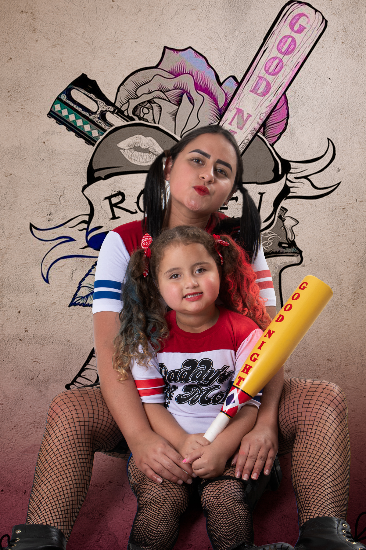 Ensaio fotográfico temático lúdico tema Arlequina