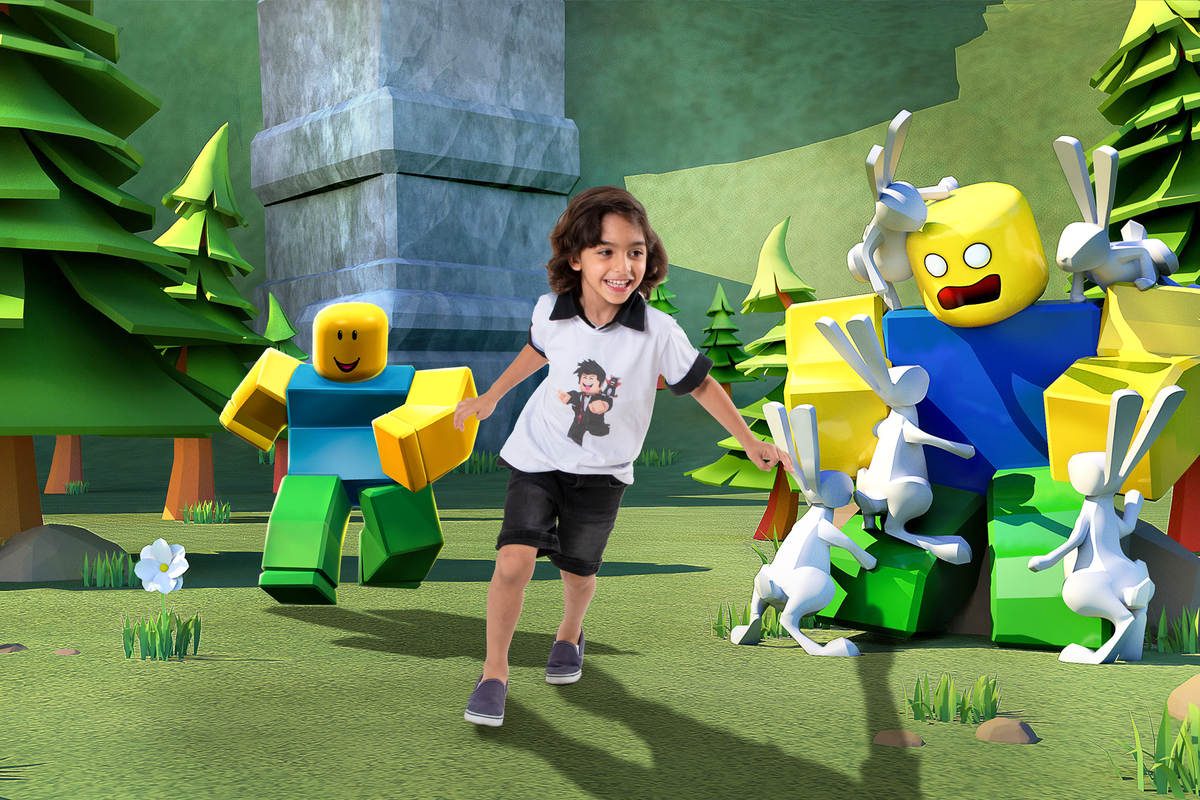 Ensaio fotográfico temático e lúdico no tema Roblox