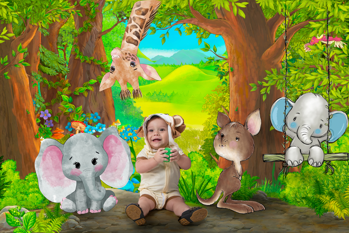 Ensaio temático lúdico e divertido, tema safari baby 