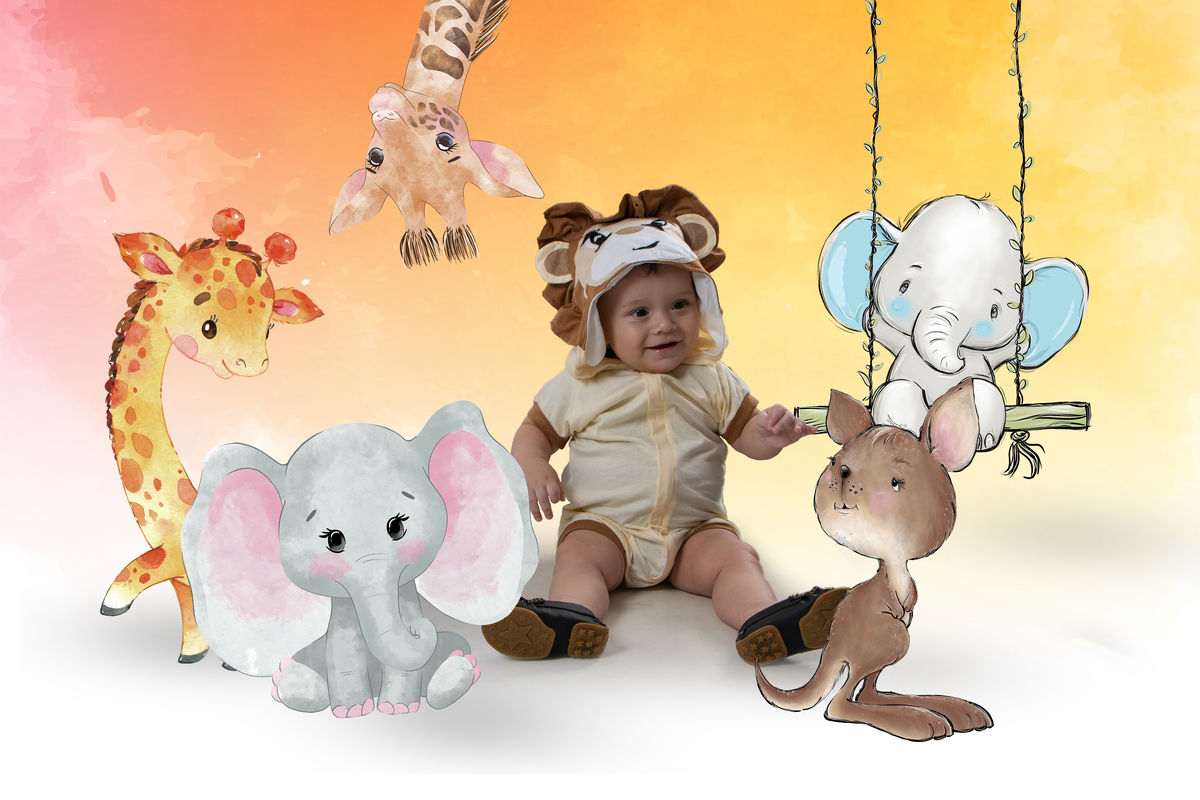 Ensaio temático lúdico e divertido, tema safari baby 