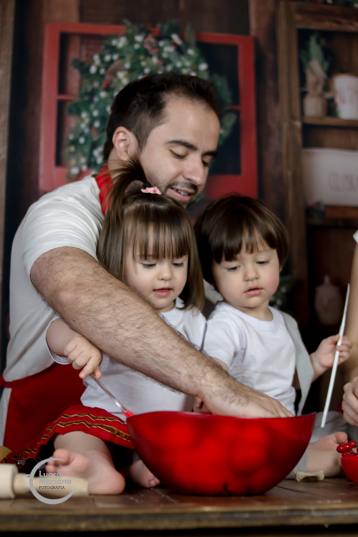 ensaio interativo natal familia bebe gemeos estudio sp zl cozinha bagunca