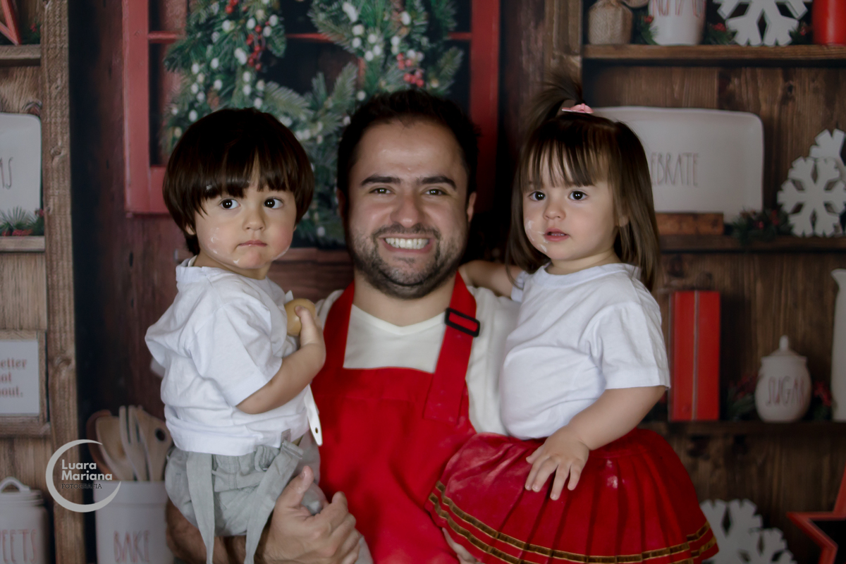 ensaio interativo natal familia bebe gemeos estudio sp zl cozinha bagunca