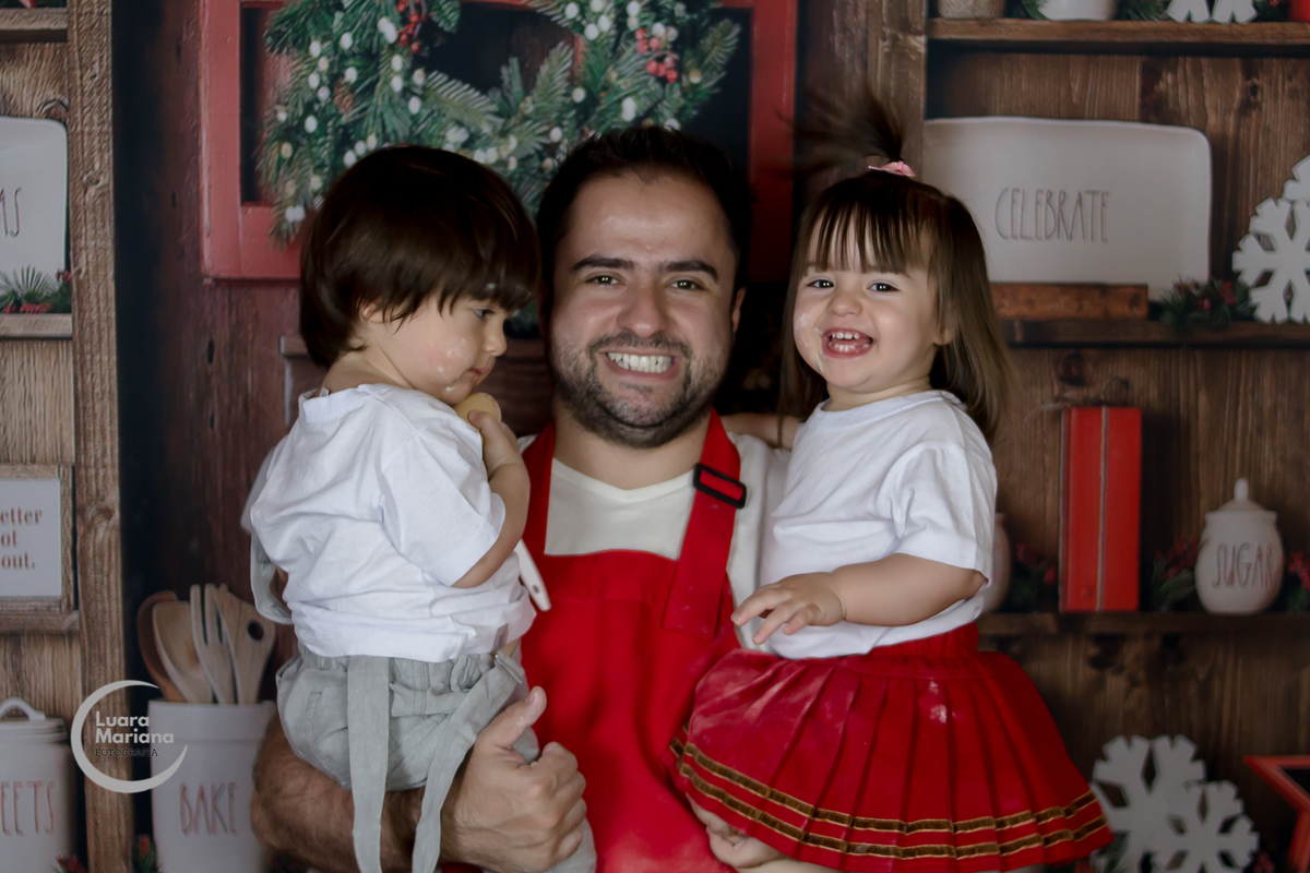 ensaio interativo natal familia bebe gemeos estudio sp zl cozinha bagunca