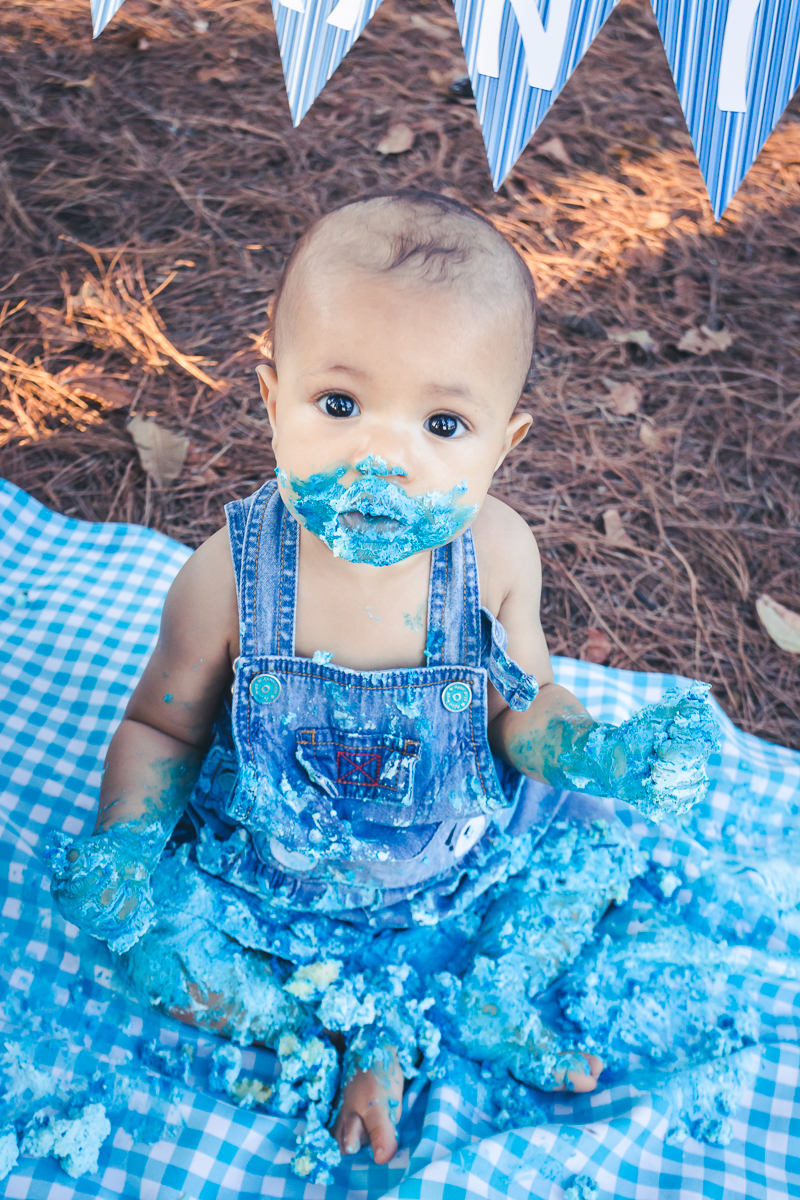 Smash the cake esmagando o bolo prévia aniversário primeiro aninho Veloso Valentim Fotografia afetiva