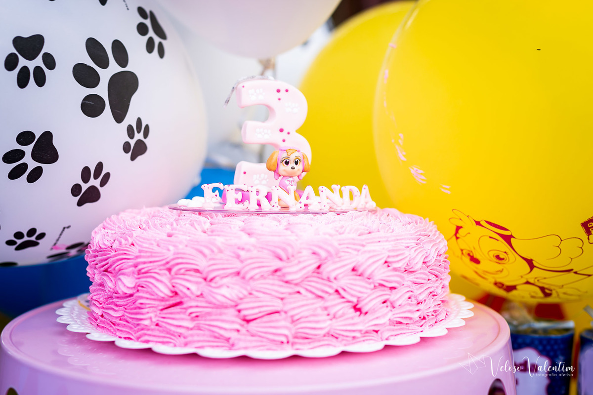 festa de aniversário na escola bolo rosa patrulha canina