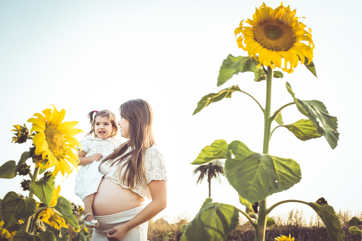 ensaio gestante campo de girassóis plantação Brasília DF girassol maternidade mãe e filha grávida ensaio ao ar livre fotografia de gravidez Veloso Valentim book gestante sessão foto 