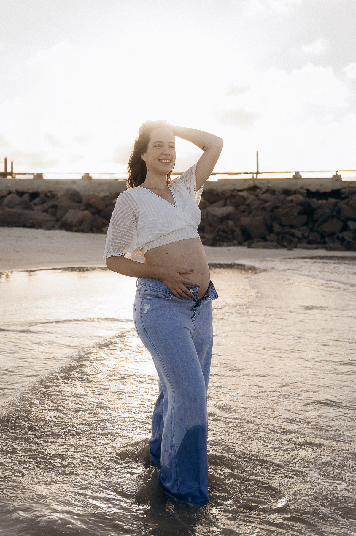 Ensaio gestante, Dique de Cabedelo, por do sol,