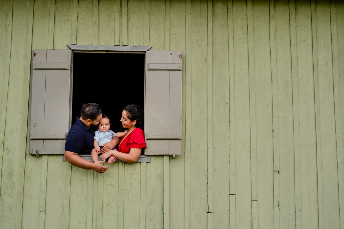 Fotos de família na janela 
