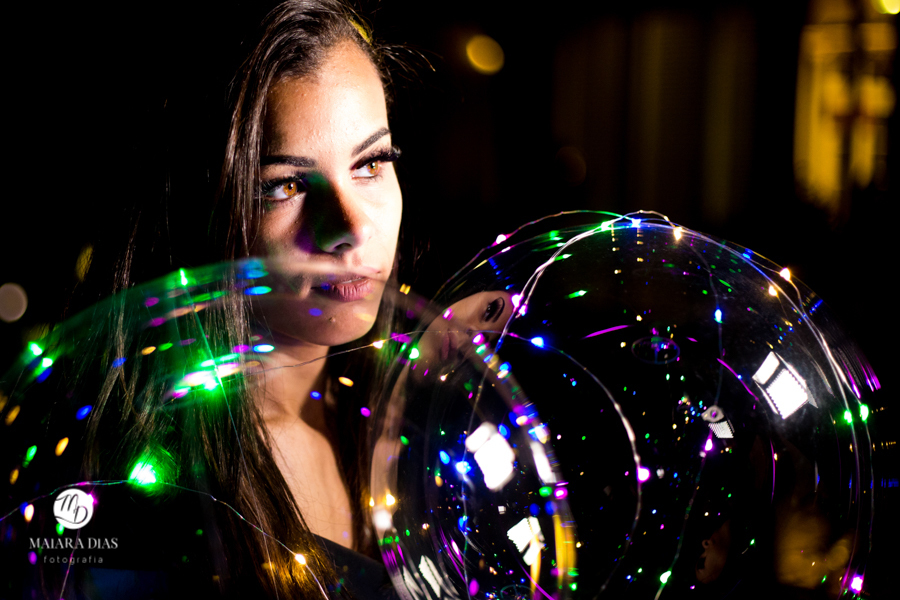 Ensaio Fotografico 15 anos Ana Beatriz no Haras Ponta das Canas em Limeira - SP balao de led Maiara Dias Fotografia