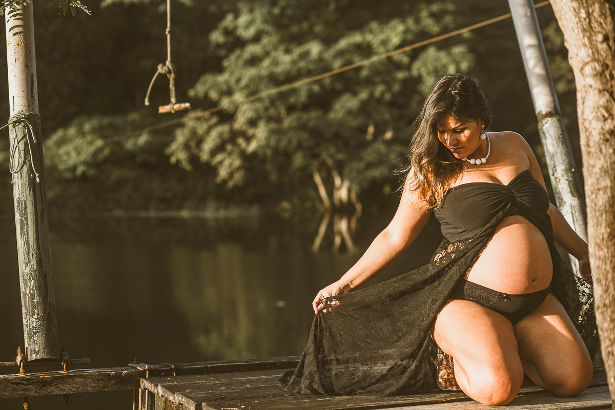 vestido preto da gestante