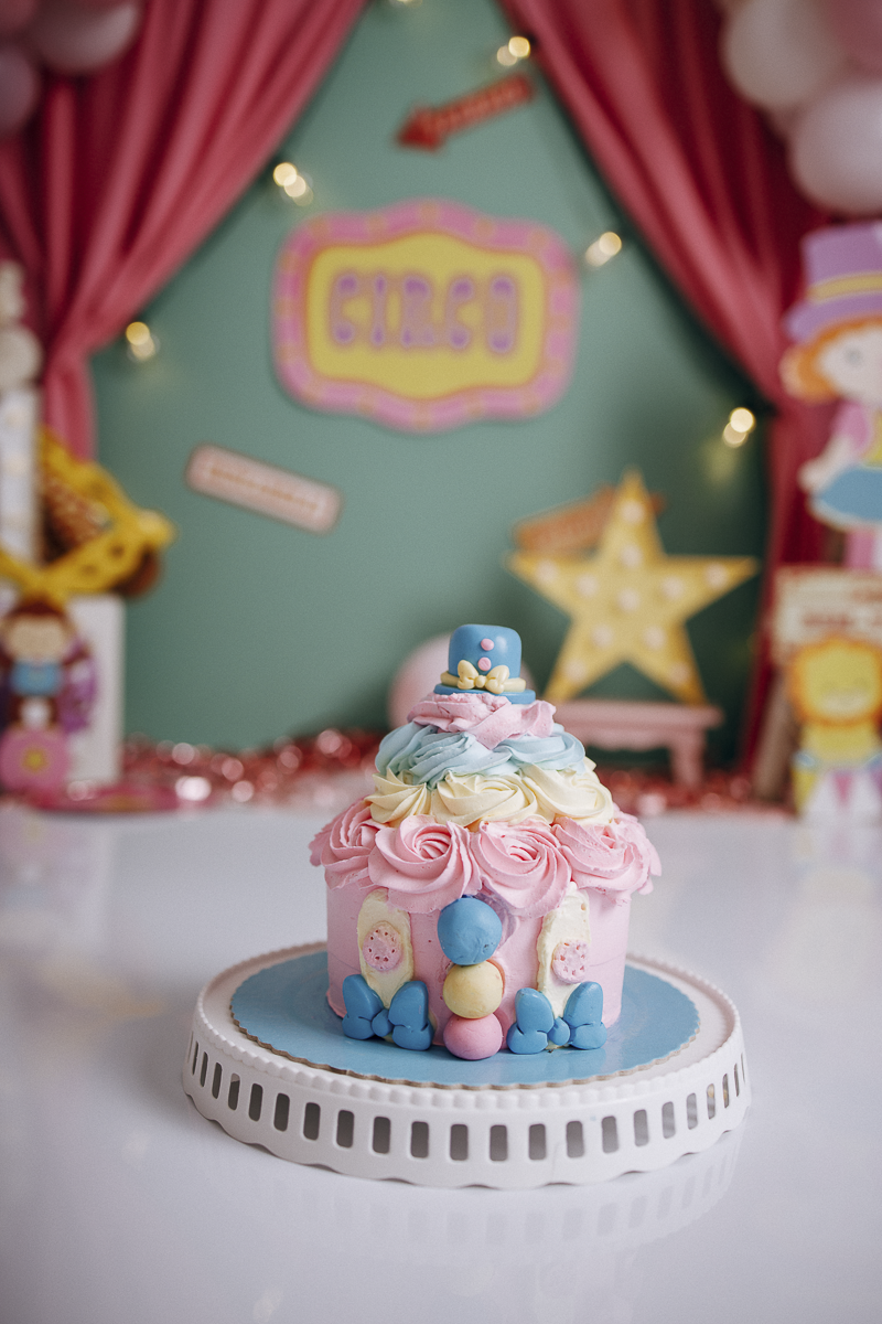 Smash the cake, circo rosa, festa infantil jau, circo menina, bolo circo rosa, estudio infanti, estudio fotografico jau,