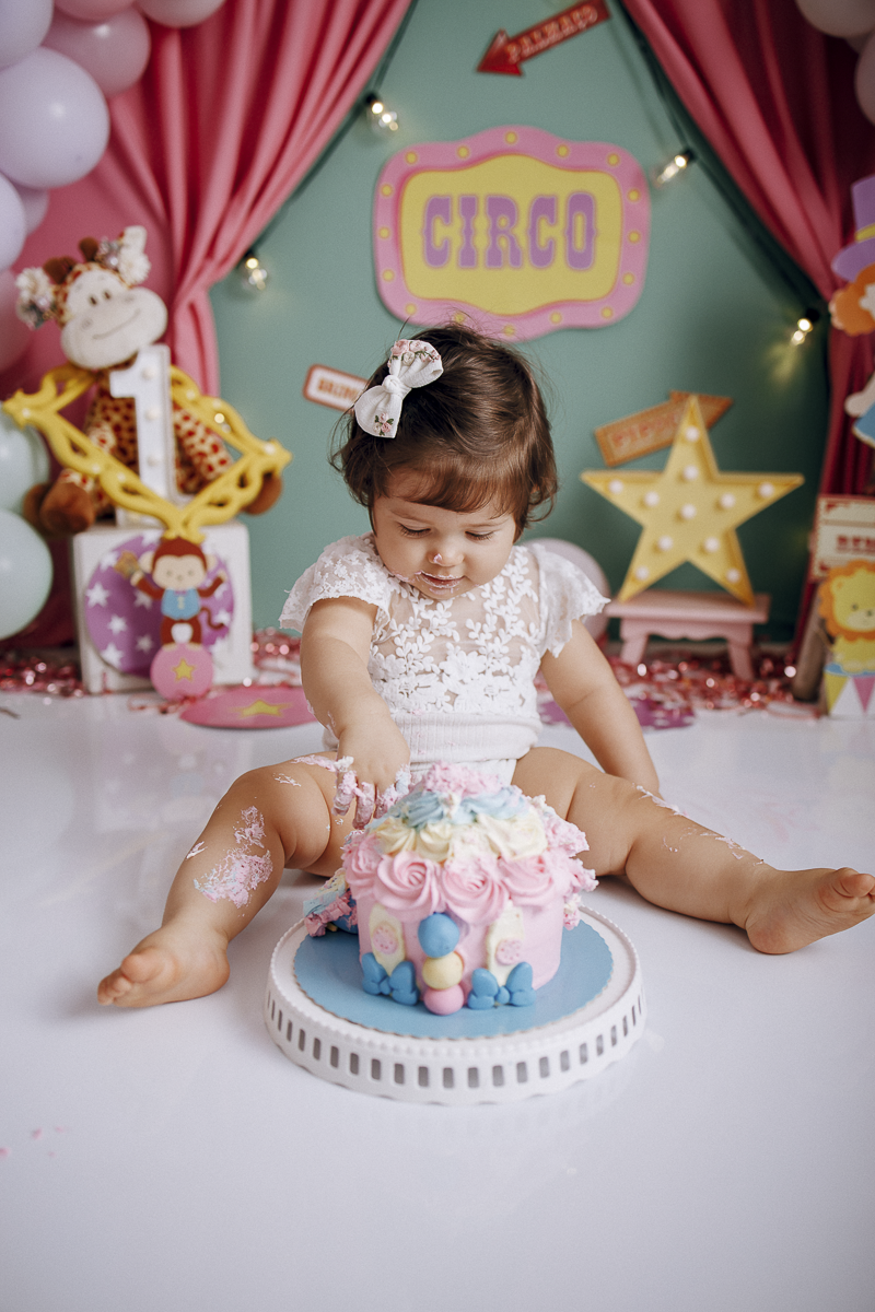 Smash the cake, circo rosa, festa infantil jau, circo menina, bolo circo rosa, estudio infanti, estudio fotografico jau,