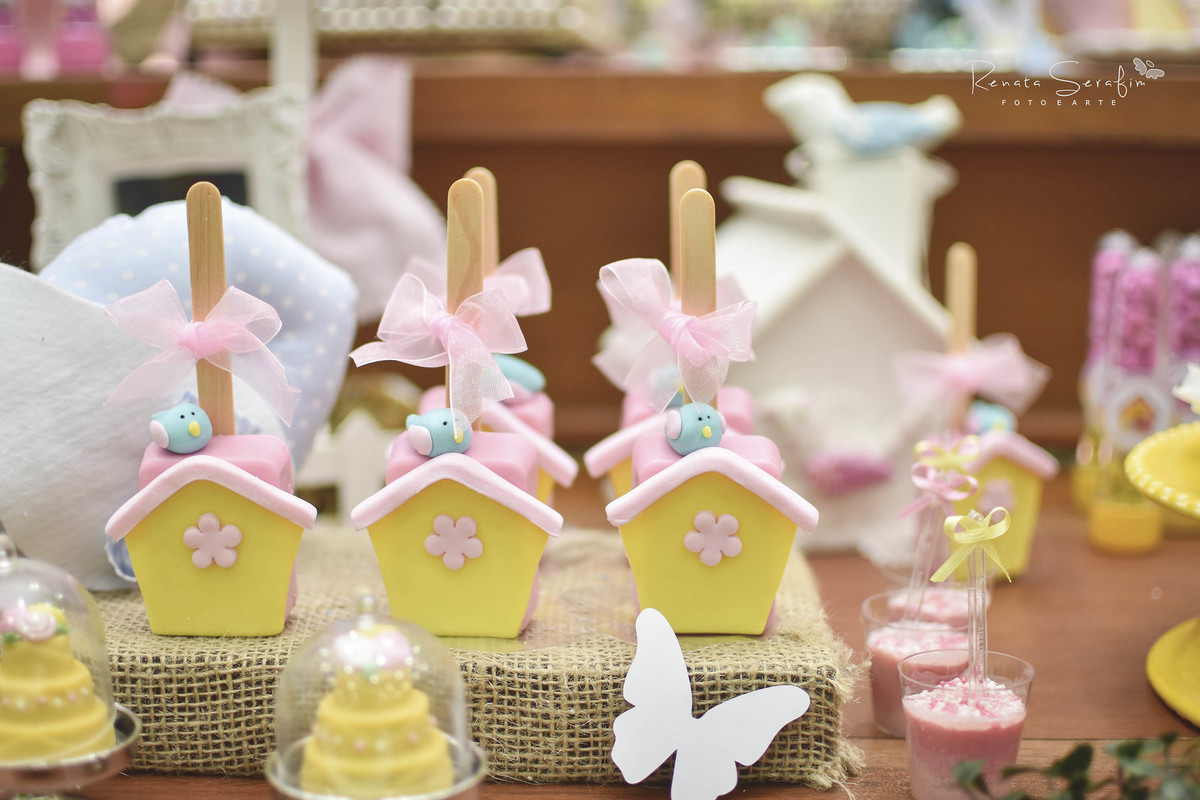 festa infantil doces personalizados borboletas passarinho