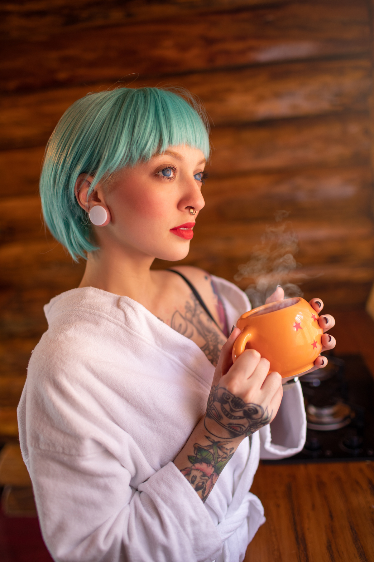 Ensaio boudoir da Bulma Briefs do Dragon Ball Z em chalé em Gramado - RS feito pelo fotógrafo Rafael Ohana