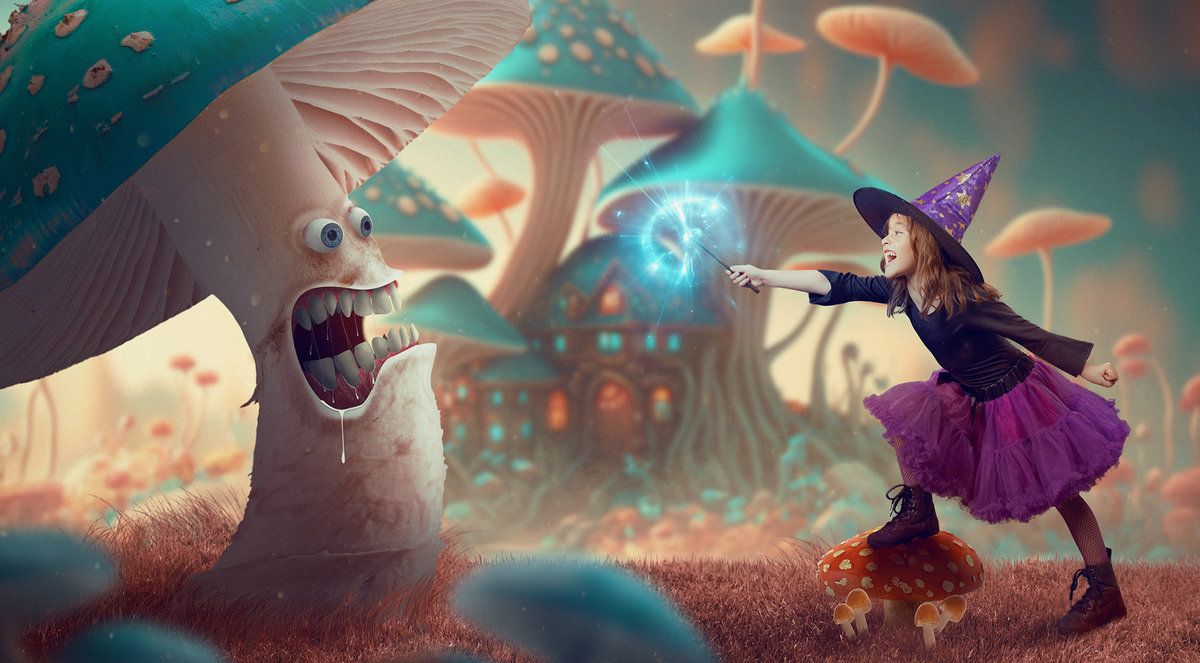 Ensaio temático infantil com temática de bruxa. Ensaio feito pelo fotografo profissional Rafael Ohana em Brasília-DF