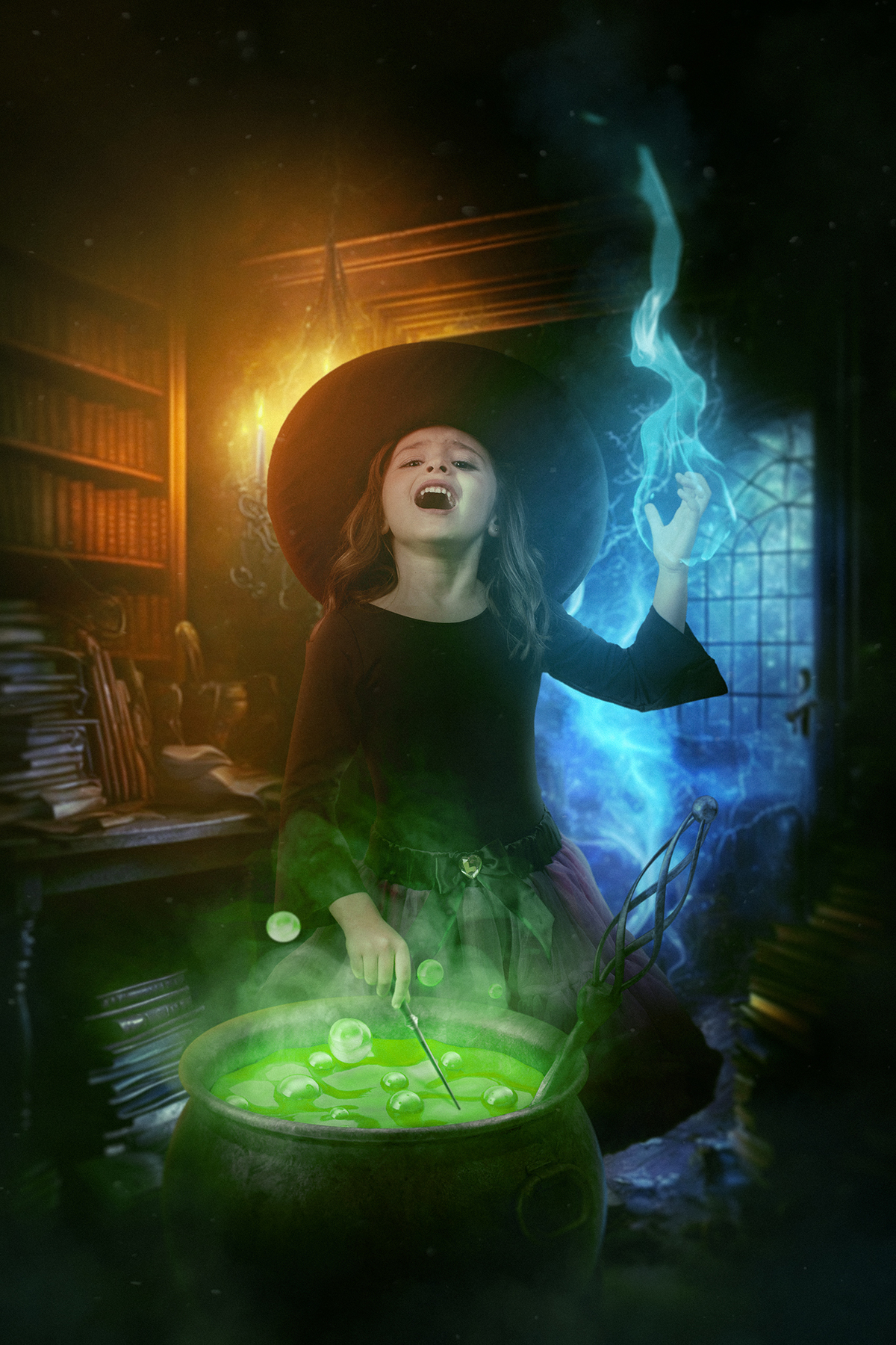 Ensaio temático infantil com temática de bruxa. Ensaio feito pelo fotografo profissional Rafael Ohana em Brasília-DF