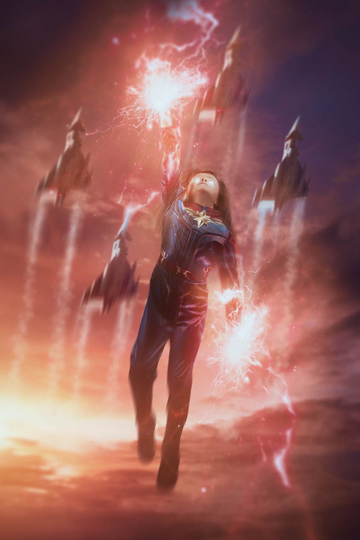 Ensaio temático infantil da Capitã Marvel feito pelo fotógrafo profissional Rafael Ohana em Brasília-DF