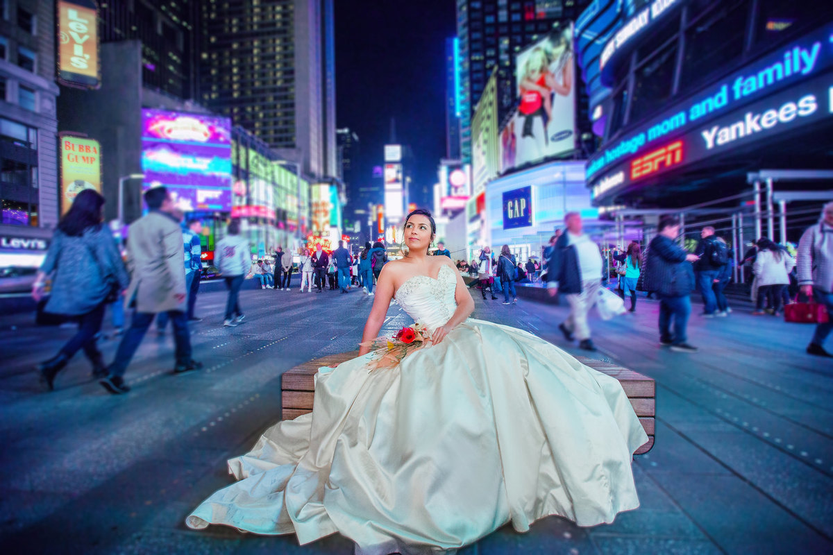 Noiva posando em nova york em ensaio de casamento. Foto feita pelo fotografo de casamento Rafael Ohana