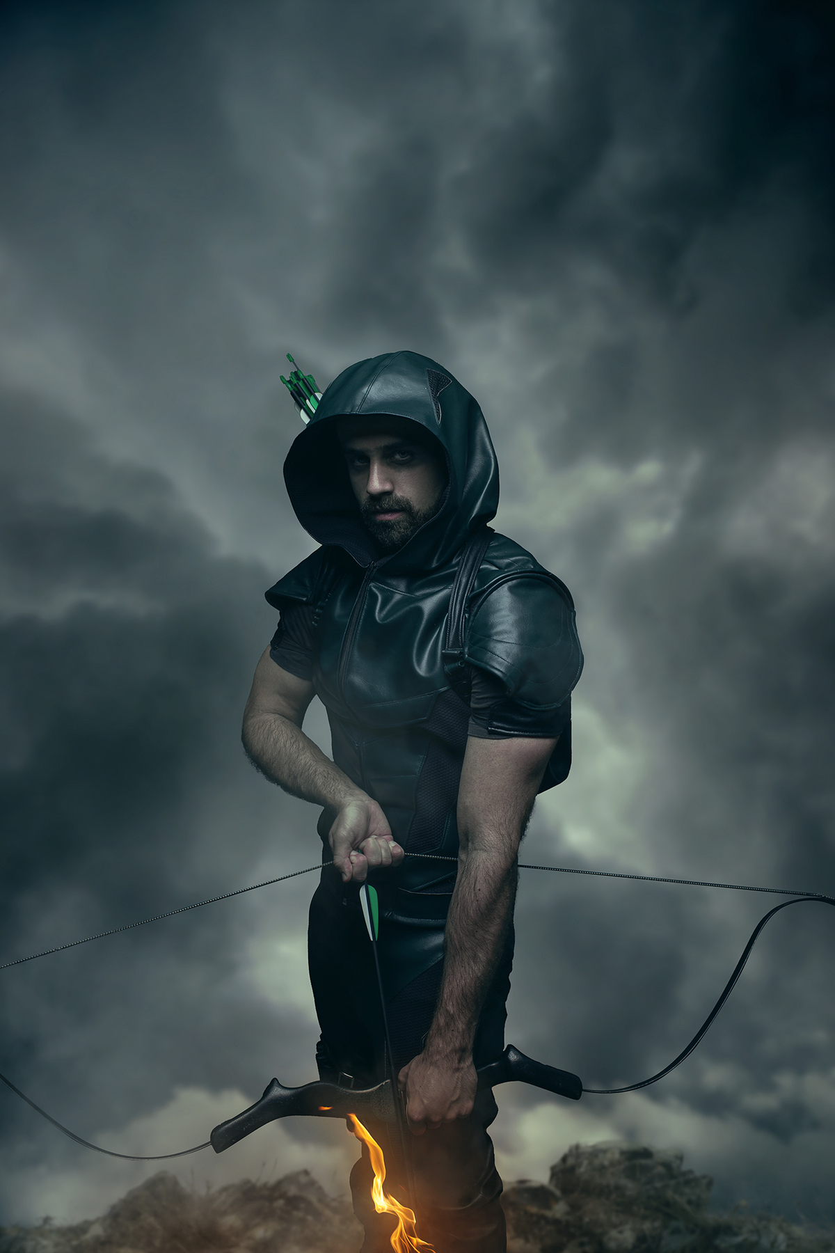 Cosplay do Arrow feito pelo Coslpayer Matheus em Brasília. Foto feita pelo fotógrafo profissional de cosplays Rafael Ohana em Brasília-