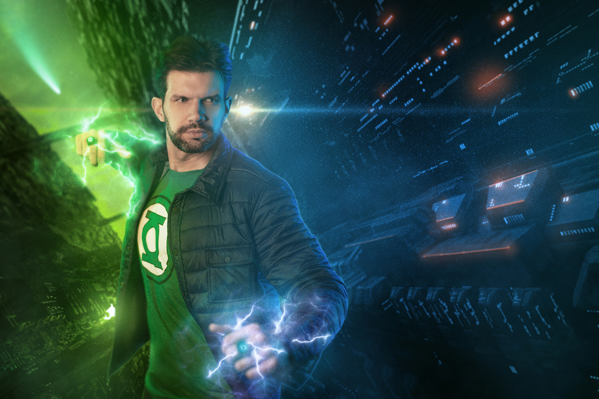 Ensaio fotográfico de cosplay do Lanterna Verde feito pelo fotógrafo Rafael Ohana em Brasília-DF