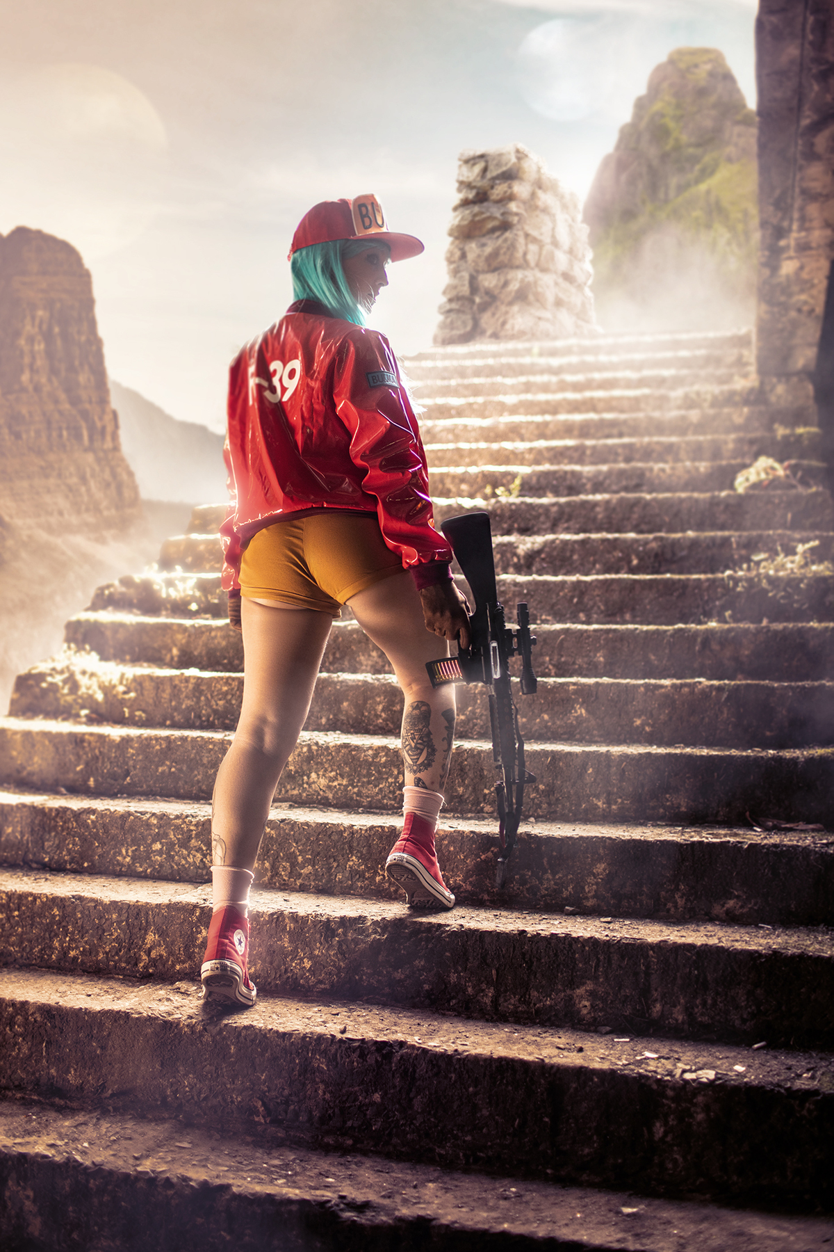 Ensaio cosplay da Bulma Briefs pela cosplayer Mayã Briefs. Ensaio fotográfico feito em Gramado-RS pelo fotógrafo de cosplays Rafael Ohana