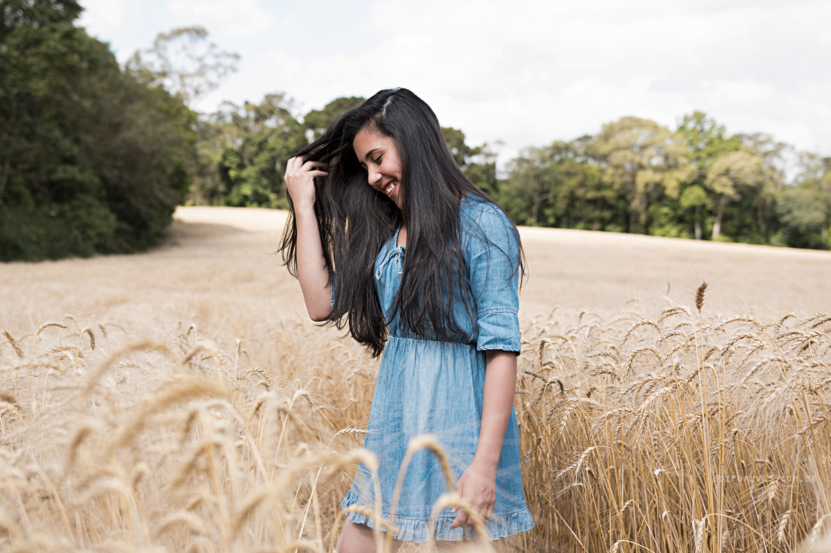 ensaio 15 anos em campo de trigo