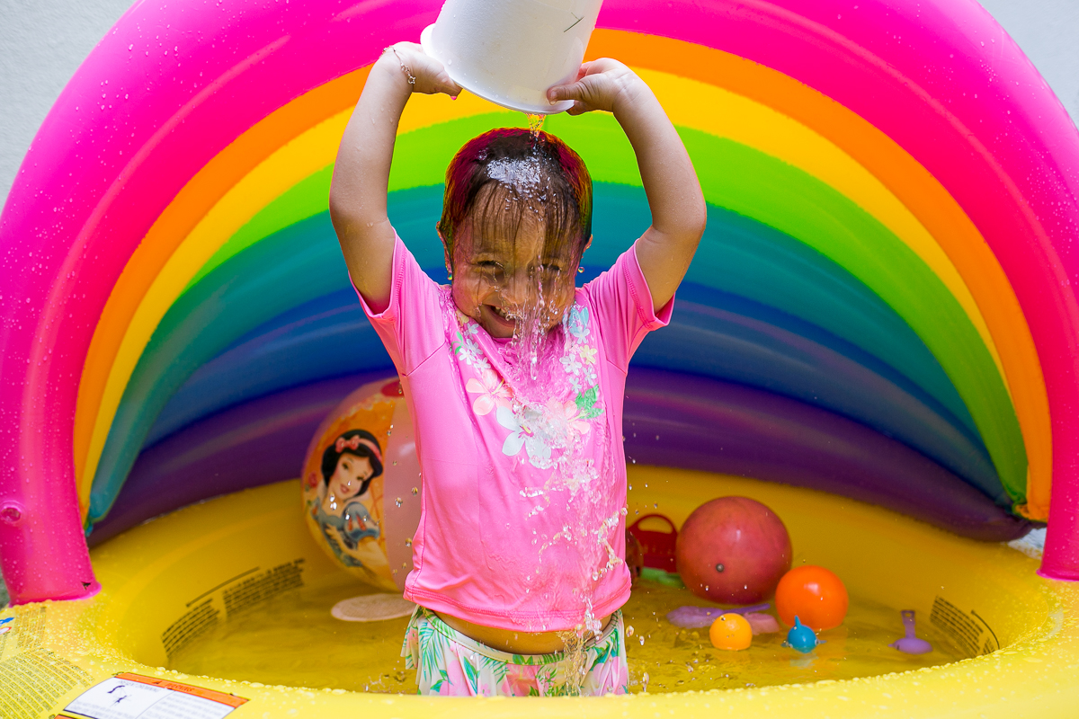 teve banho de balde até dizer chega!